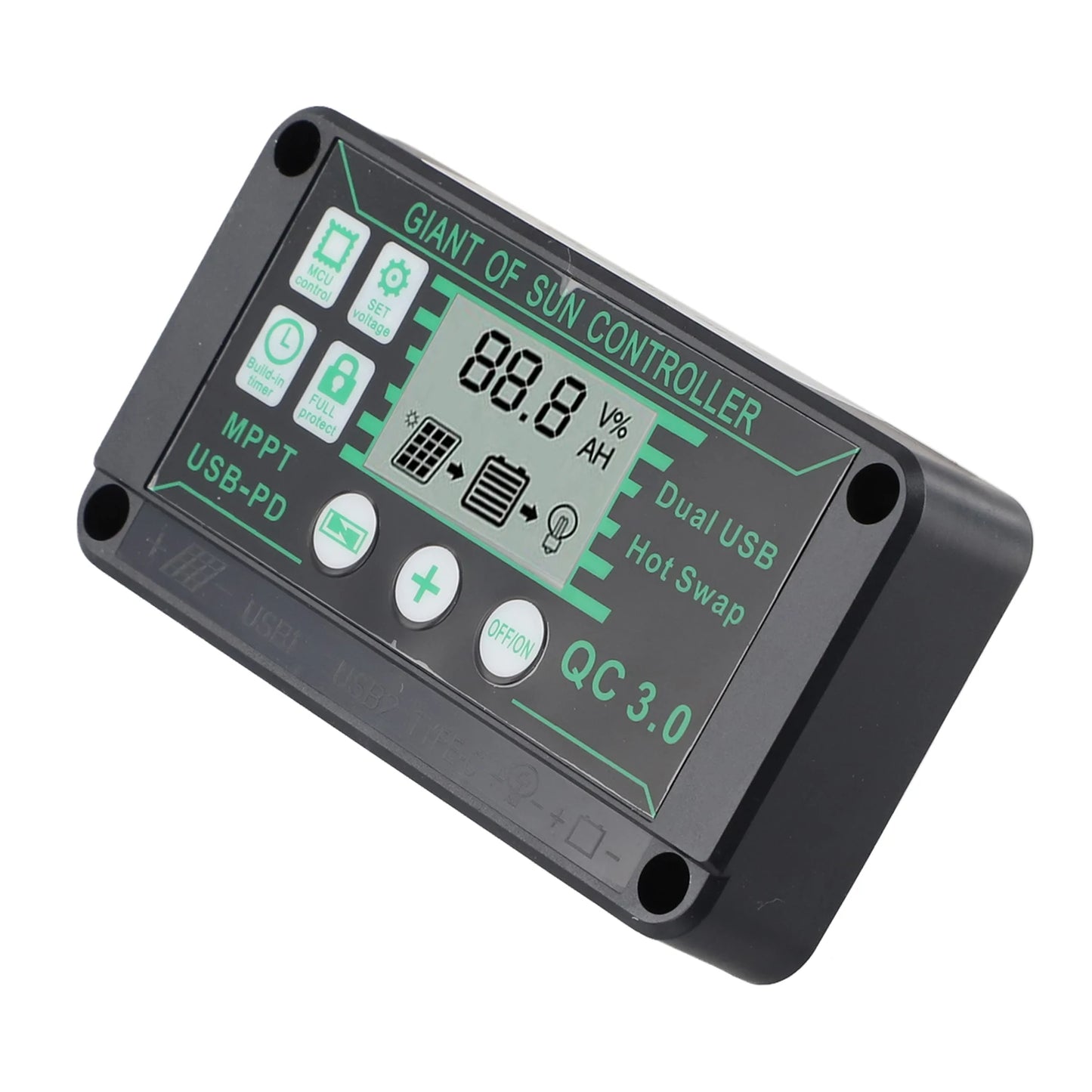 Digital Display Waterproof MPPT Solar Charge Controller Adjustable Current Options 10A 100A Efficient Energy Utilization