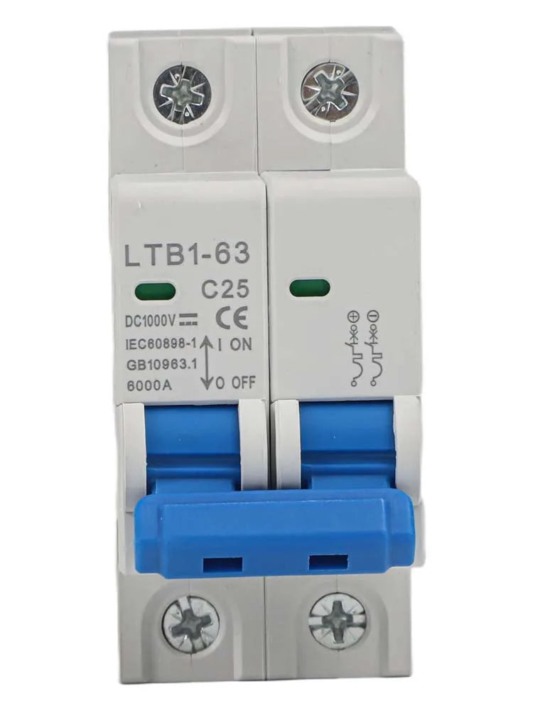 For Solar Photovoltaic Compatible DC 1000V Circuit Breaker Available in 6A to 63A Rated Currents for Overload Protection