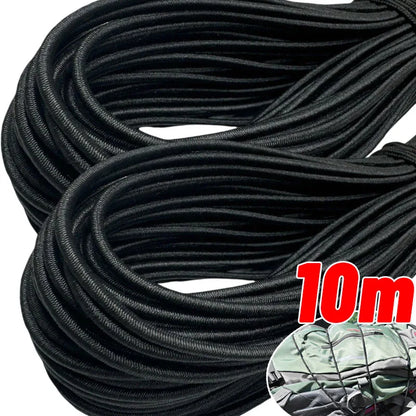 Bungee Cord 10m for Motorcycle Luggage Rope Car Roof Rack Tie Down Strap Elastic Shock Cord for Cargo Net DIY Black 2mm-3mm