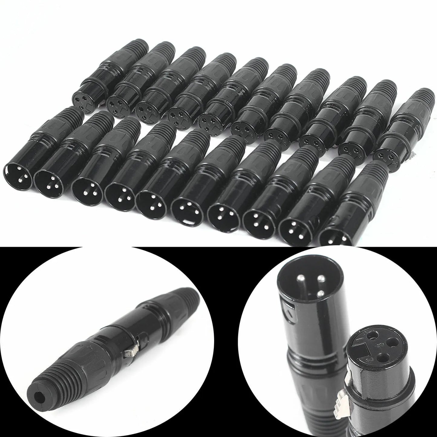 XLR DMX 3-Pin Male & Female MIC Snake Plug Audio Microphone Cable Connector, Signal Transmitter