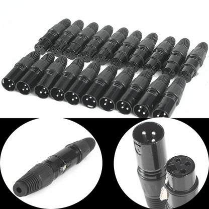 XLR DMX 3-Pin Male & Female MIC Snake Plug Audio Microphone Cable Connector, Signal Transmitter