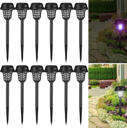 Solar Mosquito Killer With 2 Light Mode Outdoor Waterproof Led Light Bug Zapper Mosquito Trap Lamps For Garden Lawn Camping