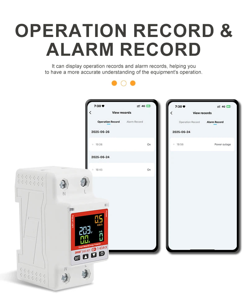 2P WiFi Smart Circuit Breaker DGC-63T, Remote Control 1-63A Adjustable Switch, Timer, Voltage, Current, Temperature, Leakage Protection