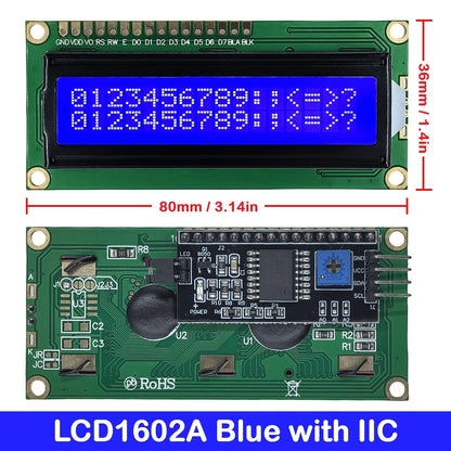 LCD1602 16x2 Character I2C LCD Display Module with PCF8574 Interface 5V Blue Yellow Green Screen for Arduino Projects