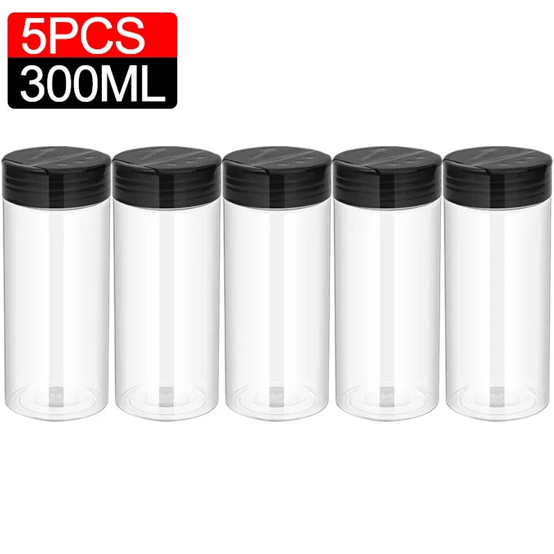 1/10Pcs Plastic Spice Jars with Shaker Lids Kitchen Empty Salt Pepper Condiment Powder Barbecue Seasoning Bottles Container