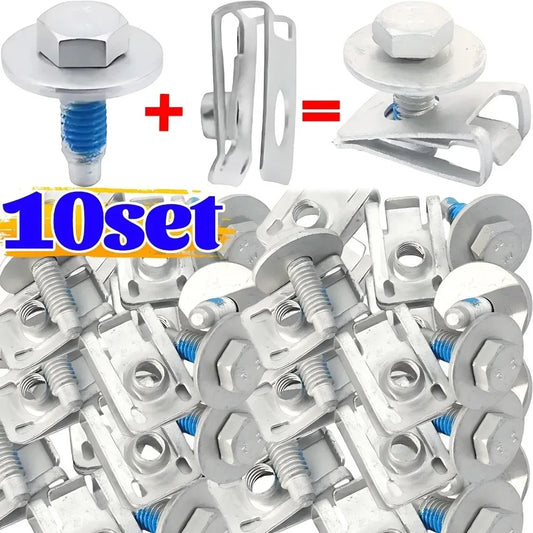 Car Fender Liner Bolt M6 Hex Flange Screw Bumper Body Trim Splash Shield Fastener with Washer Carbon Steel Auto Repair Part Kit