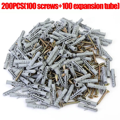 Plastic Expansion Tube Wall Anchors Fasteners Self-tapping Screw Pipe Drilling Plug Concrete Wall Plug Anchor Fasteners Bolt Kit