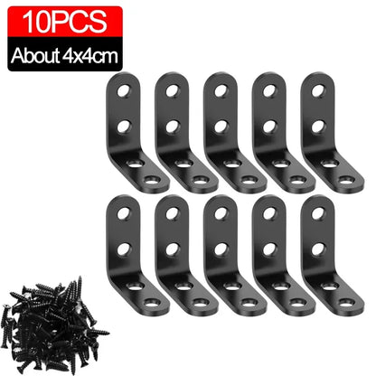 10/20pcs Stainless Stee L Bracket Corner Braces Joint Right Angle Bracket Fastener L-shaped Joints Support Bracket with Screw