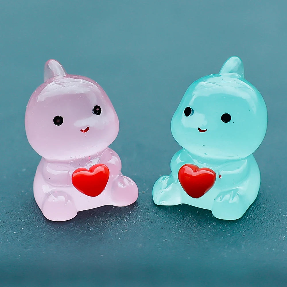 Dinosaur Hug Heart Car Ornament Luminous Dashboard Decor 10/1PCS
