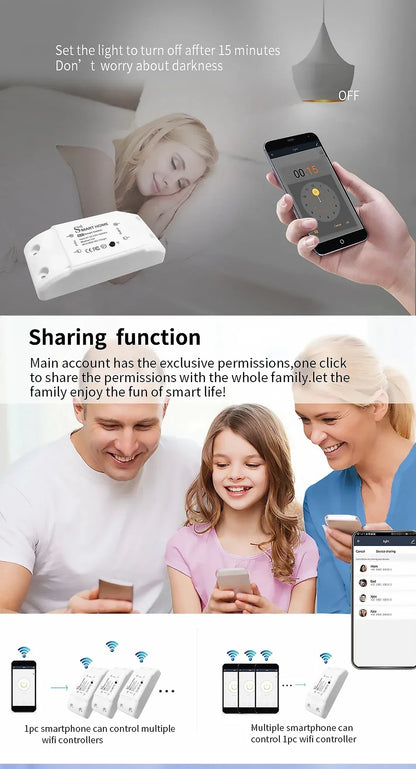 Tuya WiFi Smart Switch Module Alexa Google Home Compatible LED Controller with Smart Life App for Remote Light Control