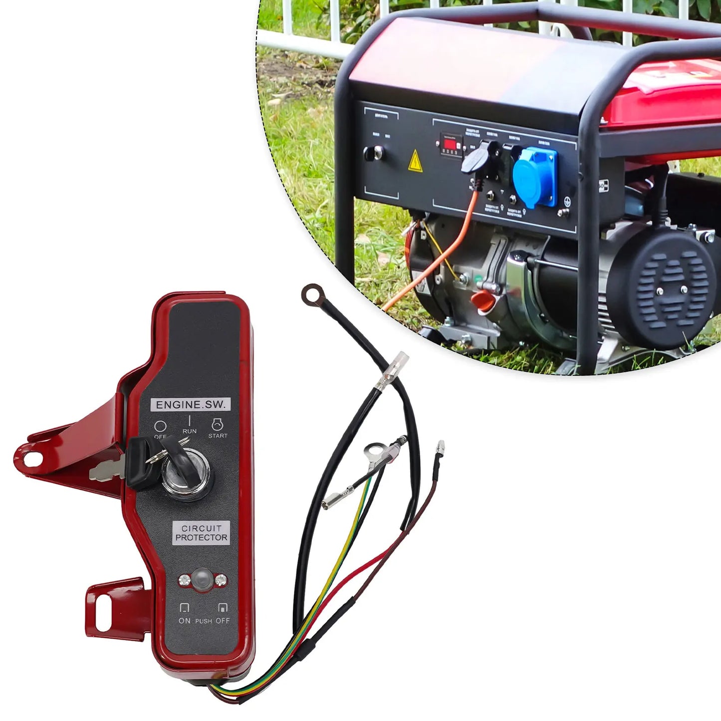 Engines Generator Pump Ignition Switch 168F/170F 188F/190F 20.5 X 7 Cm/8.07 \\\\\\\"x 2.76\\\\\\\" Iron Red+black Brand New