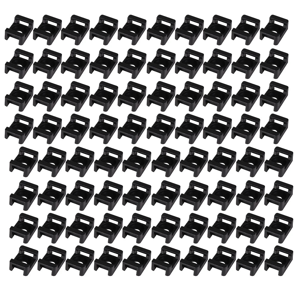 100PCS Cable Ties Base HC-2 M6 Cable Zip Ties Base Mount Screw Fixing Wire Holder Organizer 6.35mm Screw Hole Diameter