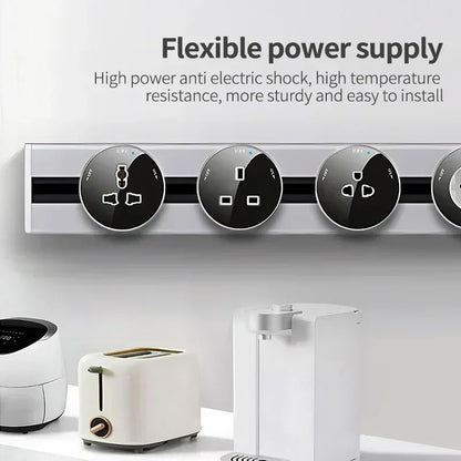 Power Track Universal Socket with USB Wall Mount Power Strip Removable Outlet Adapter