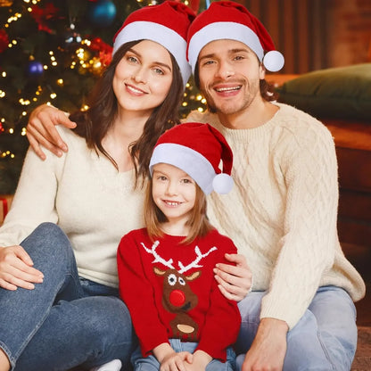 50/1PCS Adults Kids Christmas Hats Non-Woven Fabric Santa Claus Xmas Hats Cap Merry Christmas New Year Party Festival Decor Gift
