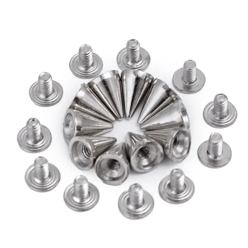Round Cone Metal Spikes Screwback Studs Rivets — DIY Punk Decoration for Clothes, Shoes &amp; Leather