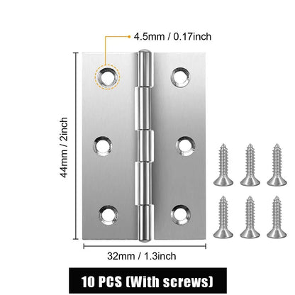 10pcs Stainless Steel Door Hinges for Cabinet & Furniture