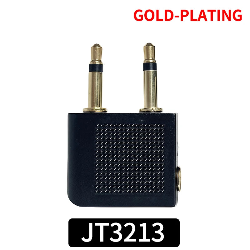 Professional Aviation Audio Adapter Dual 3.5mm Mono Male to 3.5mm Stereo Female Jack Converter