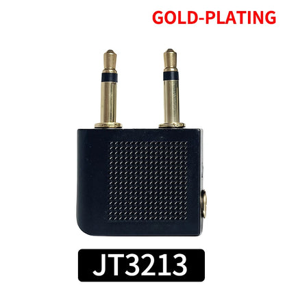 Professional Aviation Audio Adapter Dual 3.5mm Mono Male to 3.5mm Stereo Female Jack Converter