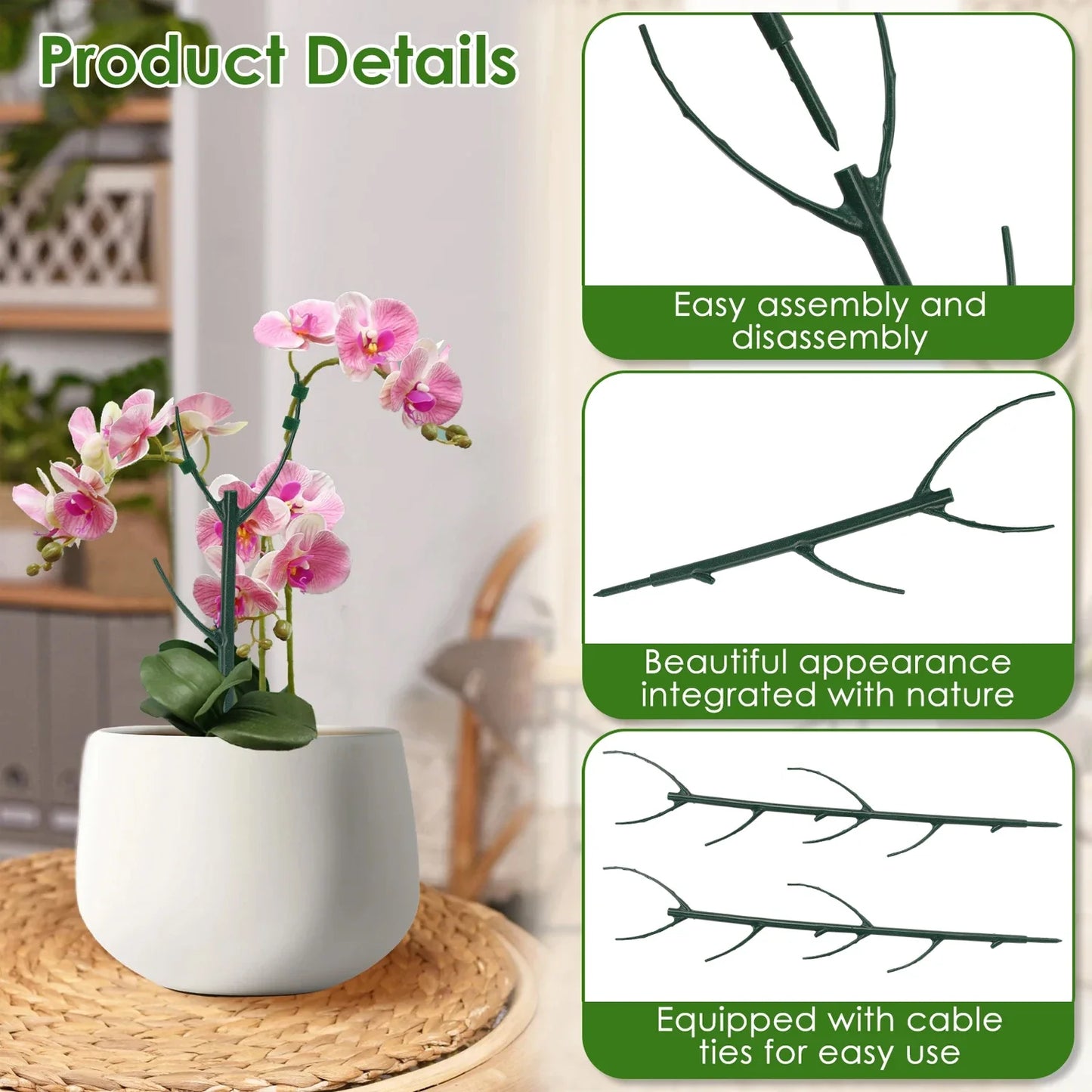 Plant Support Stake 30/3PCS Vine Climbing Fixing Rod for Potted Plants