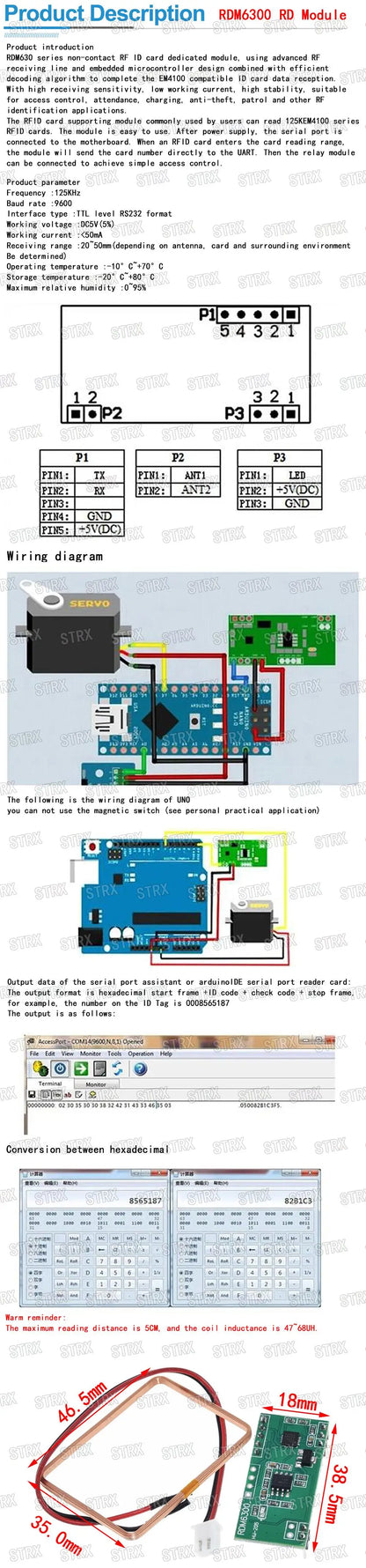 NFC RFID Reader Module Kit S50 13.56MHz 125kHz SPI Write & Read Compatible with Arduino UNO 2560