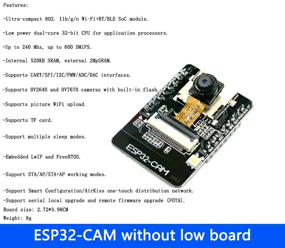 ESP32-CAM Development Board ESP-32S WiFi & Bluetooth Module with OV2640 Camera