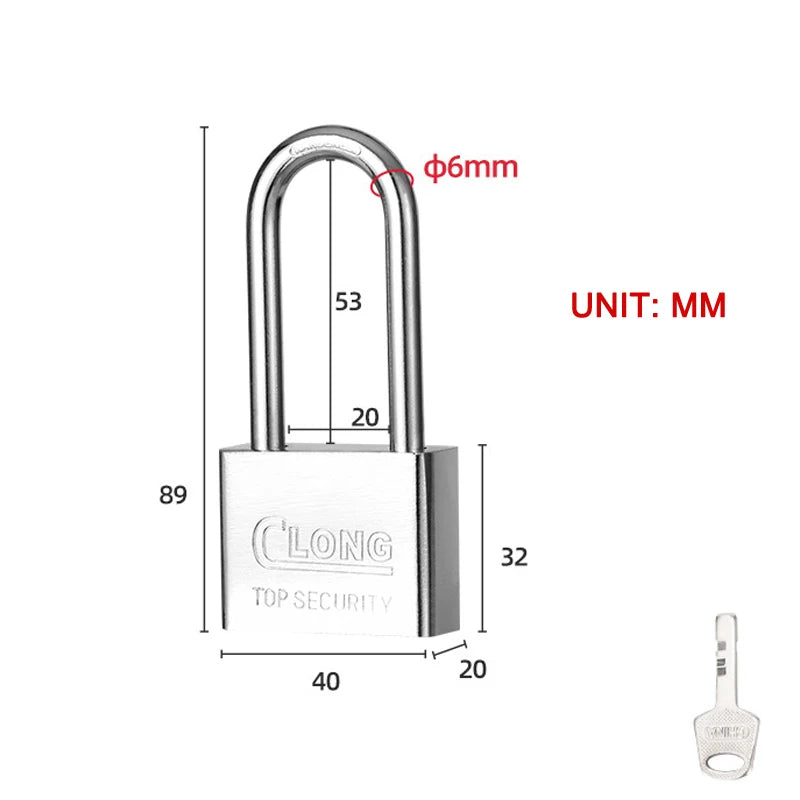 Stainless Steel Waterproof Padlock Same Key Open All Locks