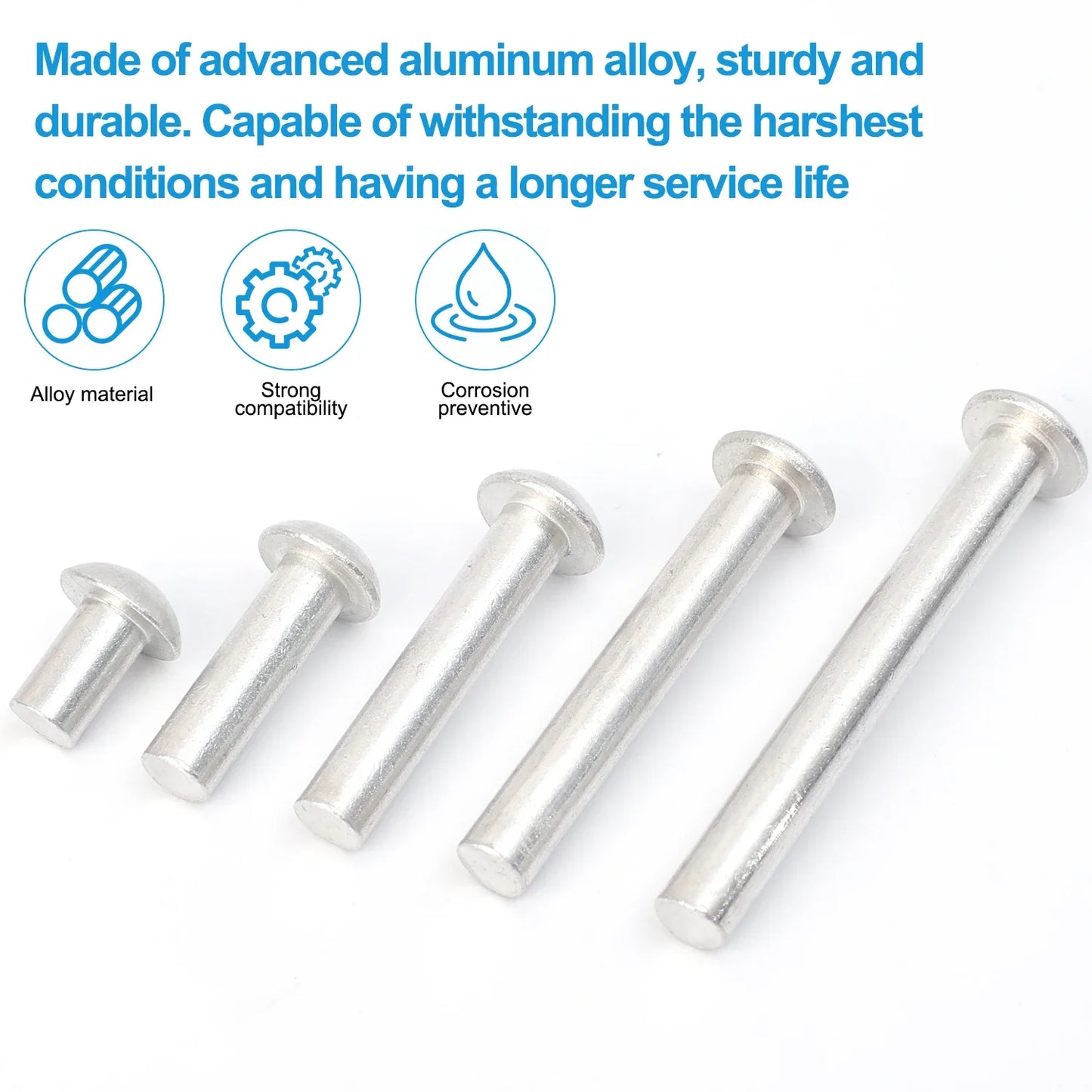 Aluminum Alloy Half Round Head Rivets — Hammer Drive Tapping Expansion Core Rivet Knock Type Fastener