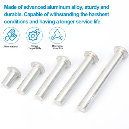 Aluminum Alloy Half Round Head Rivets — Hammer Drive Tapping Expansion Core Rivet Knock Type Fastener