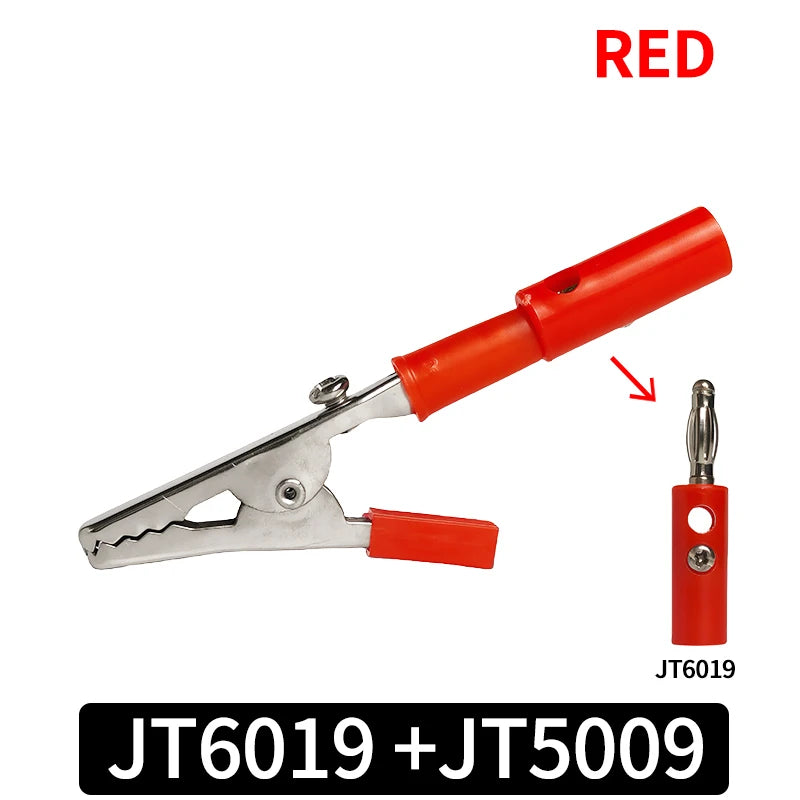 Large 55mm Solderless Alligator Clips with Screw Terminals Binding Posts Red Black Test Clips for Power Electronics