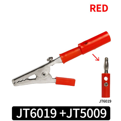 Large 55mm Solderless Alligator Clips with Screw Terminals Binding Posts Red Black Test Clips for Power Electronics