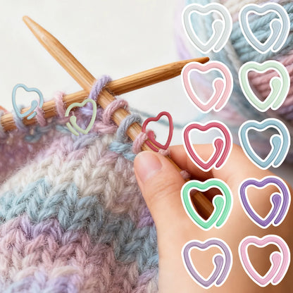 50/5x Colorful Heart Locking Stitch Markers Metal Knitting Crochet Rings
