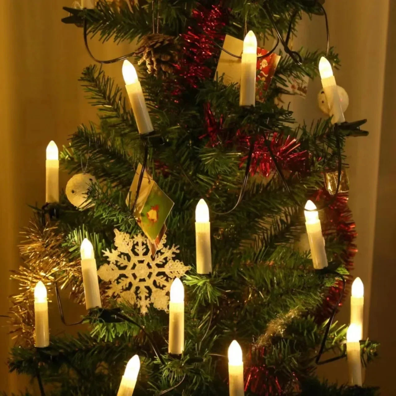 Flameless Taper Christmas Candle String Light with Clips 10/20 LED for Home Party Xmas Tree Holiday Decorations