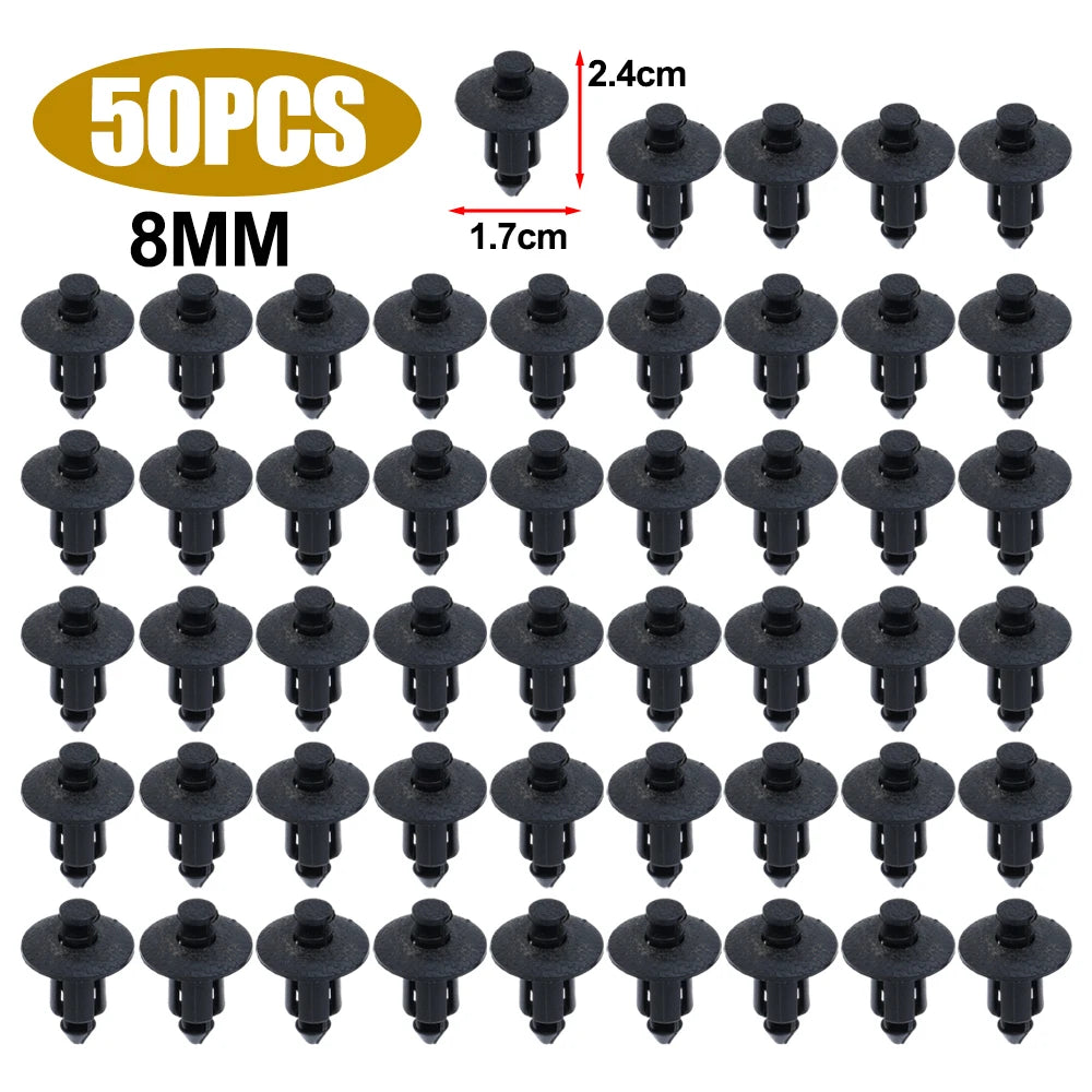 8mm Plastic Rivet Fasteners Push Pin Clips for Car Fender &amp; Bumper — Universal Automotive Body Trim Clips