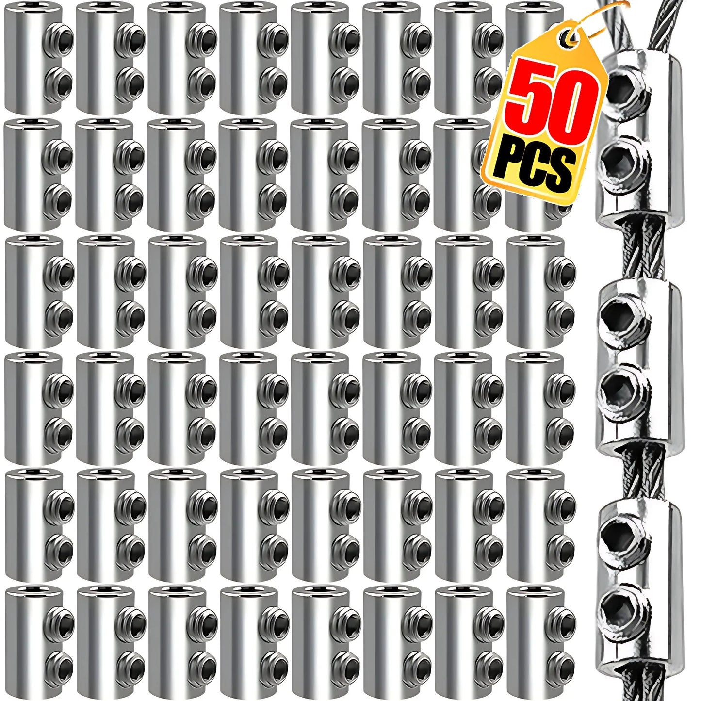 Steel Wire Rope Cable Clamp – Waterproof Metal Copper Adjustable Fixed Clip Crimp Ring Sling Fastener (1/50PCS)