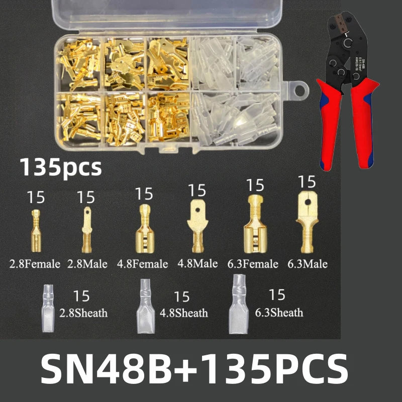 New 20/270/315/450/600/900pcs Cold-pressed Terminal Blocks Male And Female Docking 2
.8/4.8/6.3
