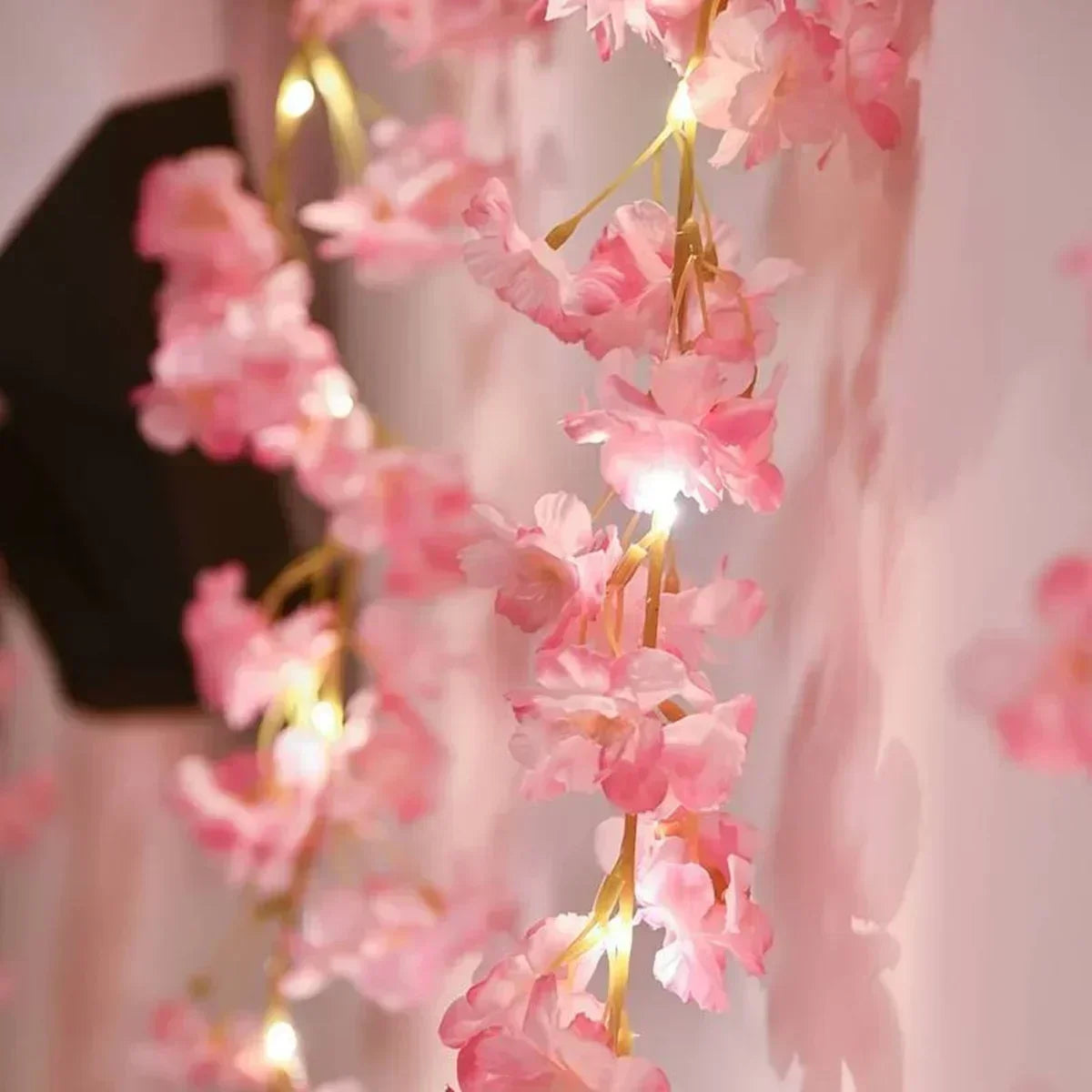 2M LED Cherry Blossom Wreath Bedroom Artificial Vine Decoration Fairy Light Wedding Proposal Valentine's Day String Lights