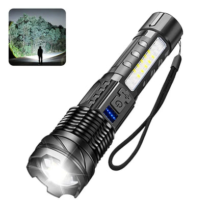 Type-C Rechargeable LED Flashlight High Zoom Torch Light