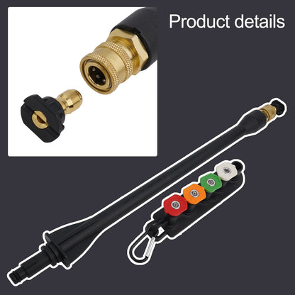 Pressure Washer Spray Wand — 1/4” Quick Connect Extension Lance with 5 Nozzles for High-Pressure Cleaning