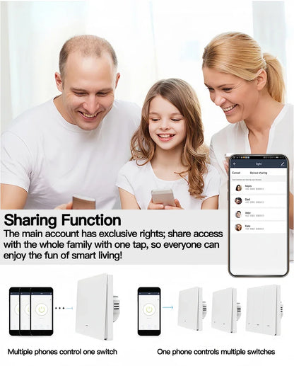 Tuya ZigBee Smart Light Switch No Neutral Wire 1/2/3 Gang Wall Touch Switch Works with Alexa Google Home