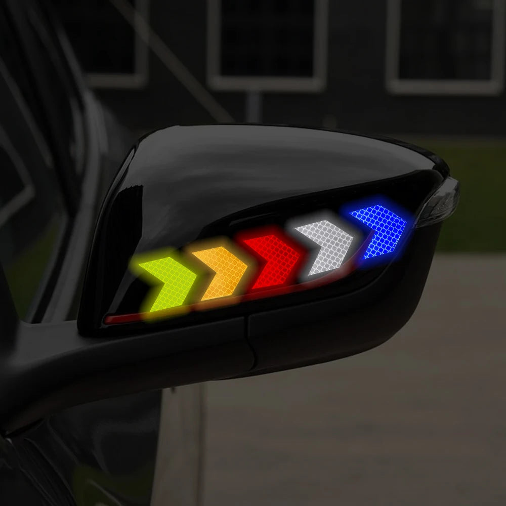 Car Reflective Arrow Sign Tape Stickers – Hazard Warning Safety Decals for Car Bumper & Trunk (10pcs/Set)