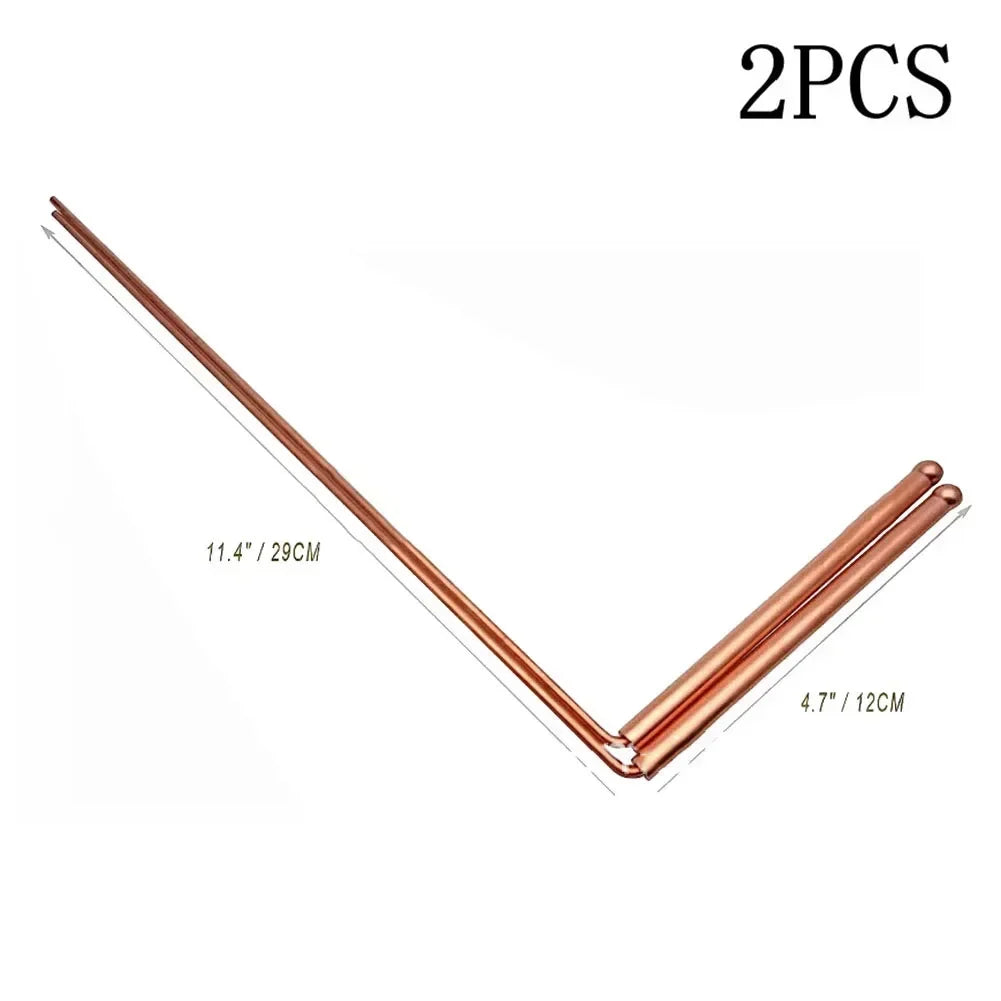2pcs 99.9% Copper Detector Metal Dowsing Rod For Water Treasure Finding Tools 13.86X6.93X0.71Inches Divining Copper Probing Rod
