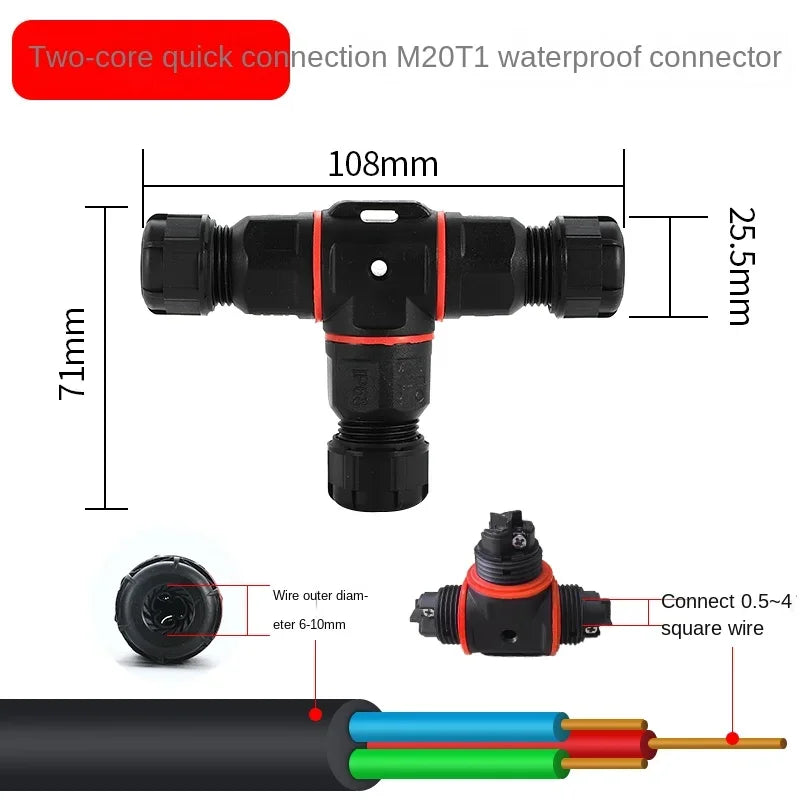 IP68 Waterproof Cable Connector I/T Type Junction Box 2-pin 3-pin 4-pin 5-pin Electrical Terminal LED Lights Wire Waterproof Box