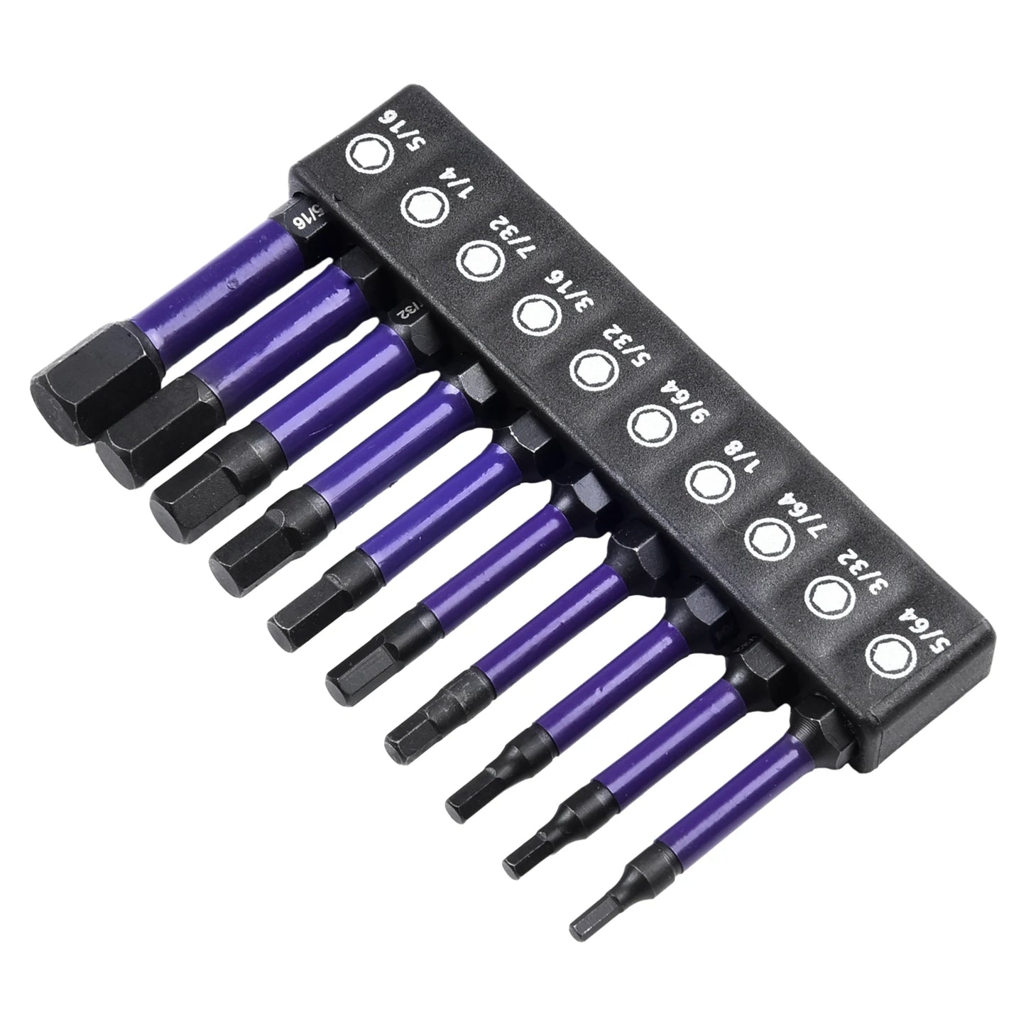 10Pcs Magnetic Hex Head Screwdriver Bit Set 1/4 Shank Screwdriver Bit Imperial 5/64 3/32 7/64  1/8 9/64 5/32 3/16 7/32 1/4 Power