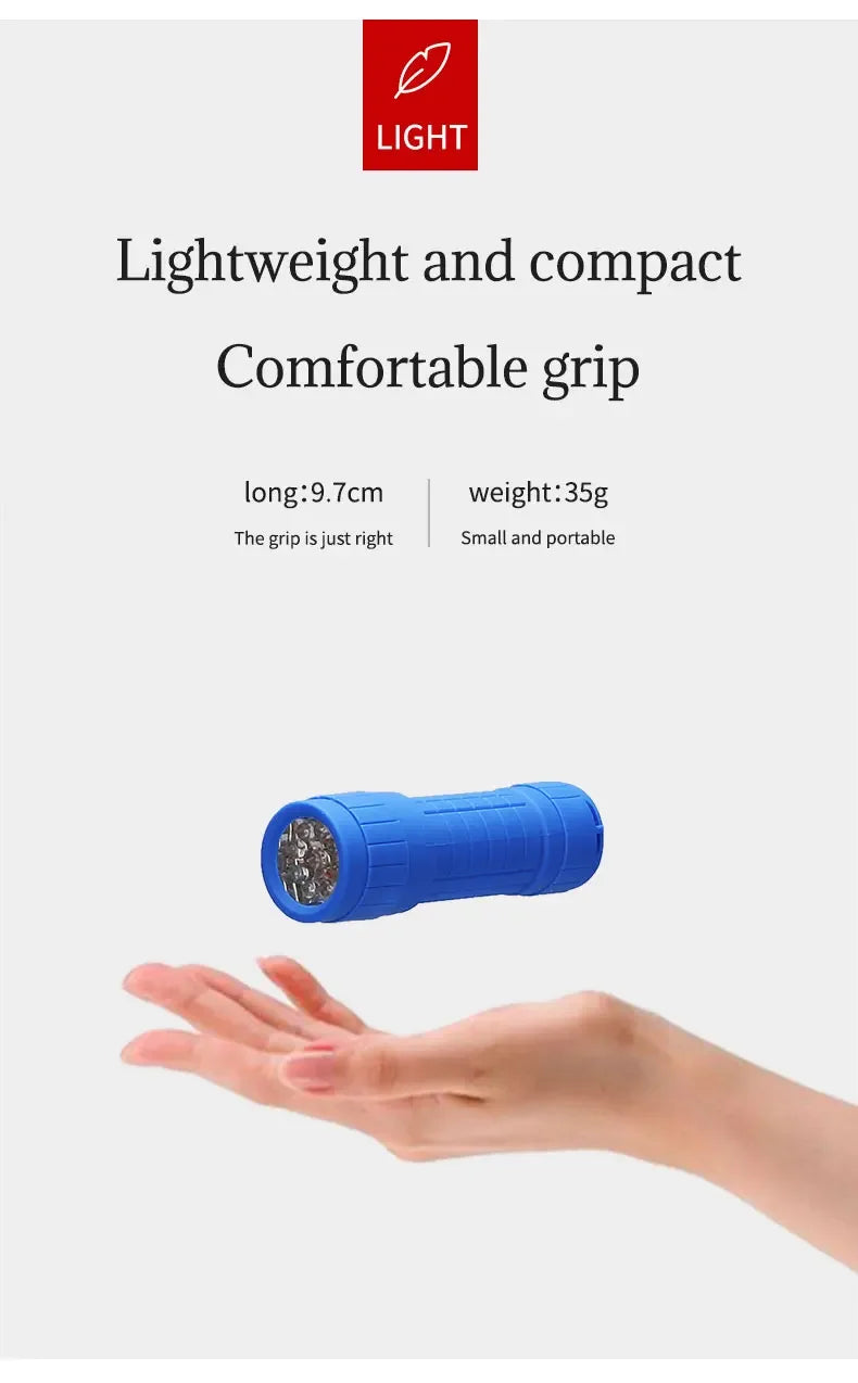 Mini Portable Children's Flashlight Nine XPE Lamp Beads Strong Lighting Using 3 NO.7 Batteries Fixed Focus Pocket Outdoor Torch
