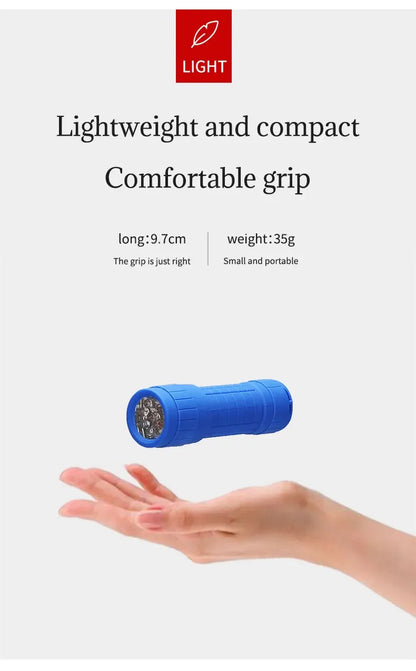 Mini Portable Children's Flashlight Nine XPE Lamp Beads Strong Lighting Using 3 NO.7 Batteries Fixed Focus Pocket Outdoor Torch