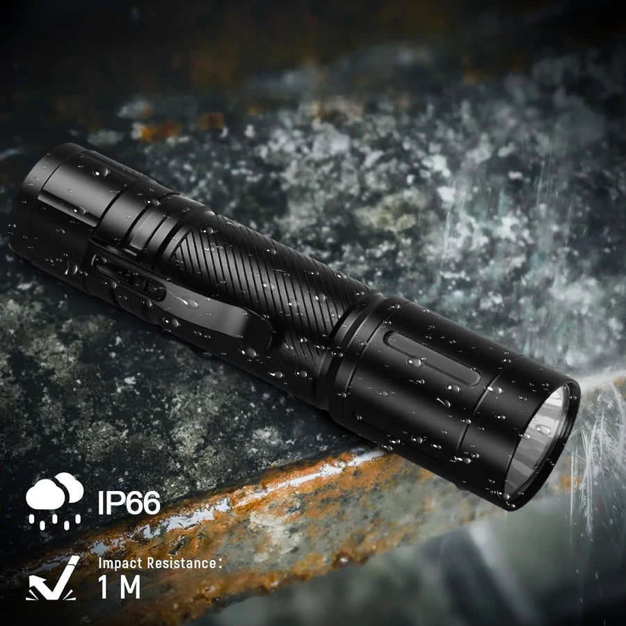 Outdoor LED Flashlight with Pen Clip Tactical Torch 6 Modes Torch Aluminum Alloys Waterproof Lantern Light for Home Camping Lamp