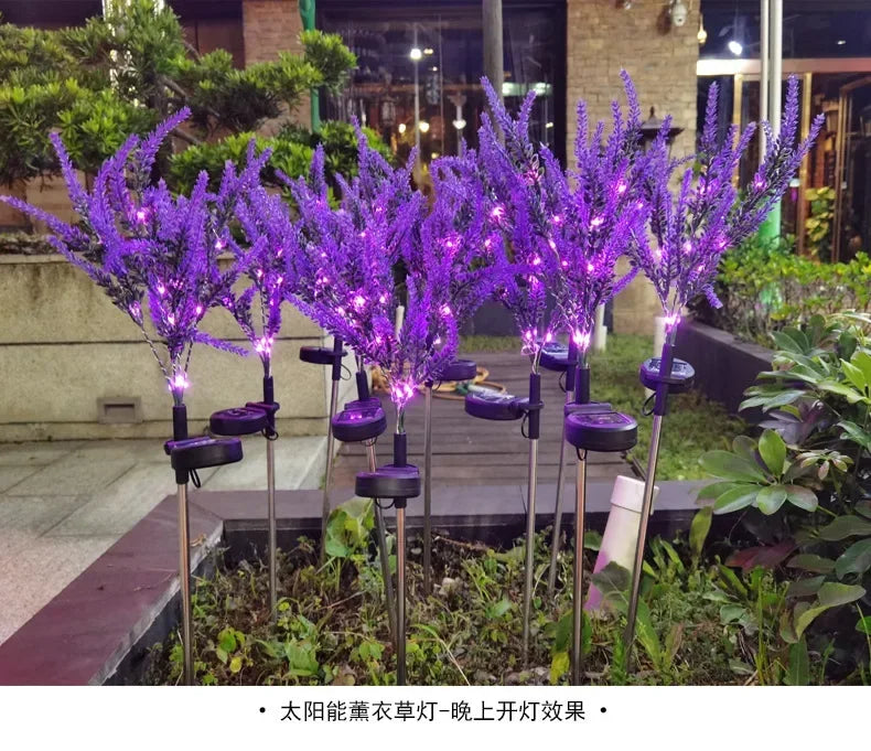 1PC Solar Lights Outdoor Decorative, Purple Lavender Flower Solar Garden Lamp for Yard, Patio, and Garden Decor