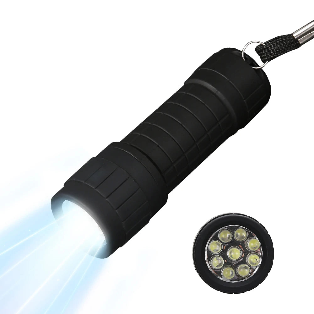 Mini Portable Children's Flashlight Nine XPE Lamp Beads Strong Lighting Using 3 NO.7 Batteries Fixed Focus Pocket Outdoor Torch