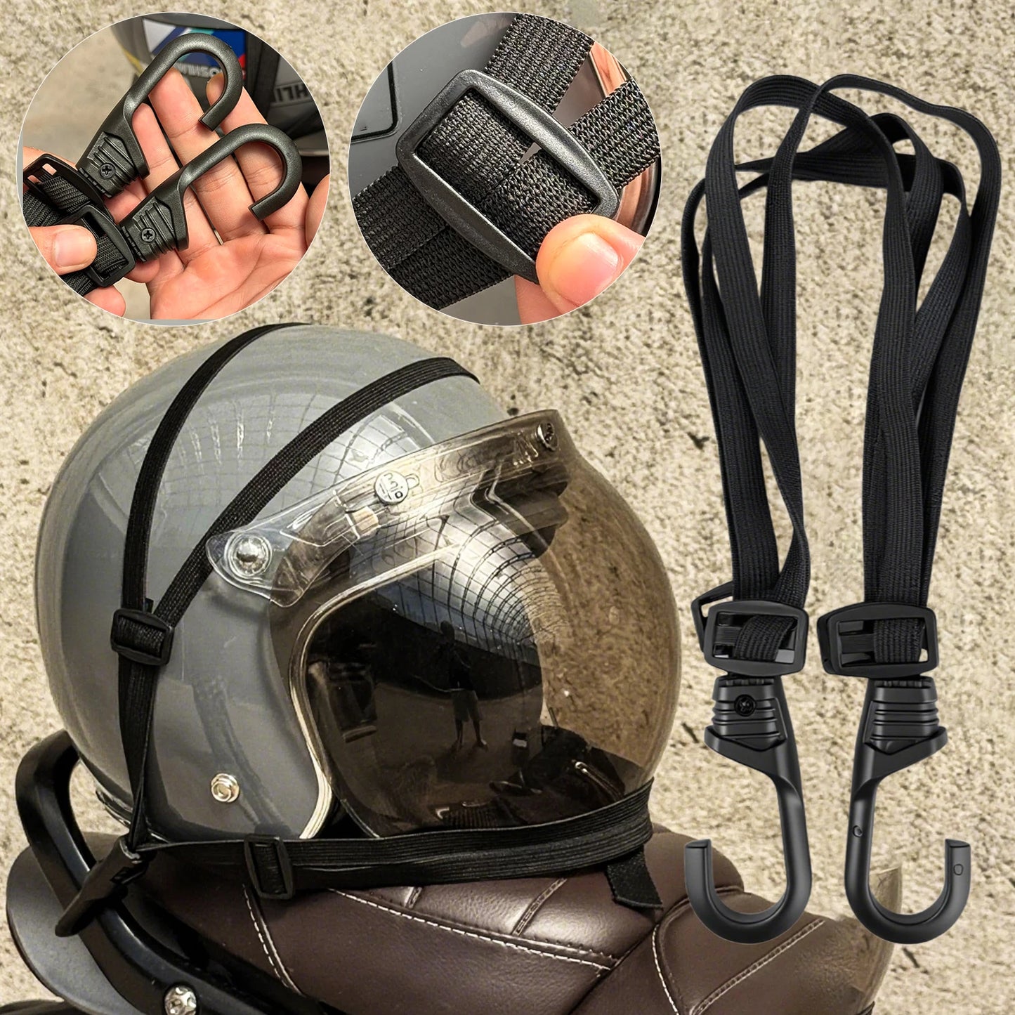 Motorcycle Back Seat Helmet Strips Elastic Rope Motorcycle Helmet Fixed Strap Adjustment Fix Rope Goods Strap Luggage Net 90cm