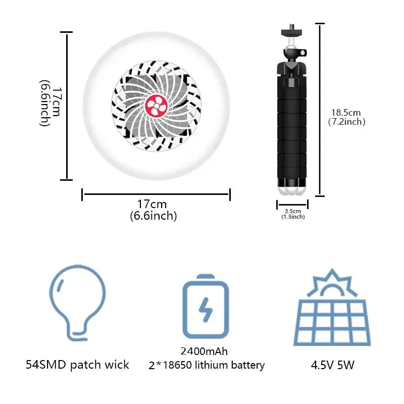 3 in 1 LED Fan Light Camping Tent Lamp USB Charging Portable Lantern